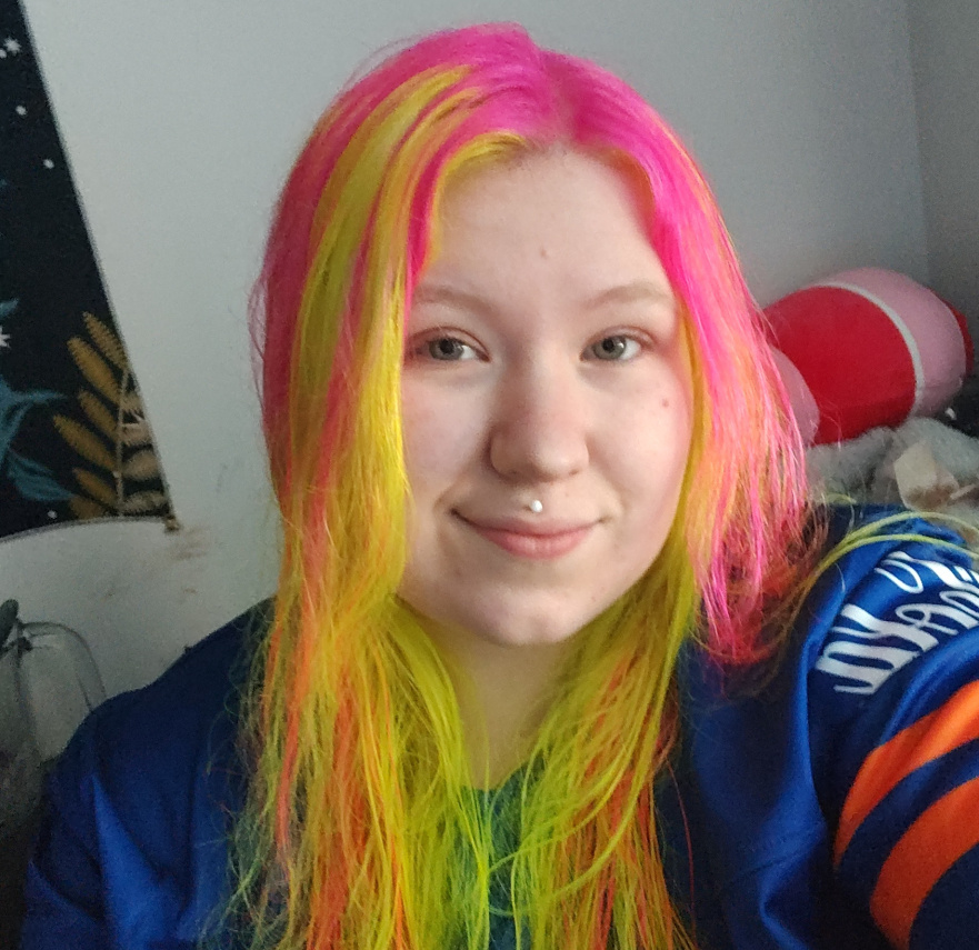 Yellow with Pink Highlights Hair dye